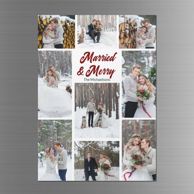 Married & Merry Christmas Photo Collage Magnet (Creator Uploaded)