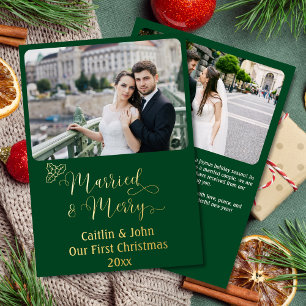 Married Merry Custom Newlyweds 1st Christmas Green