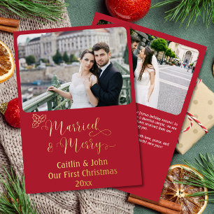Married Merry Custom Newlyweds First Christmas Red