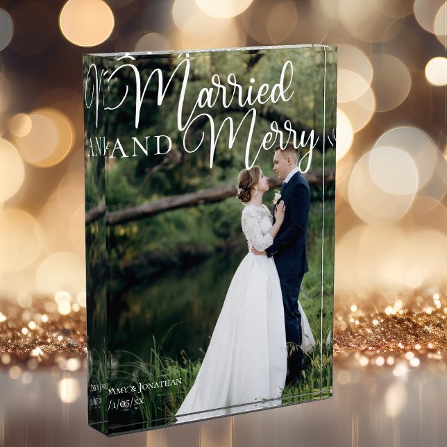 Married & Merry Elegant Christmas Wedding Photo Block (Creator Uploaded)