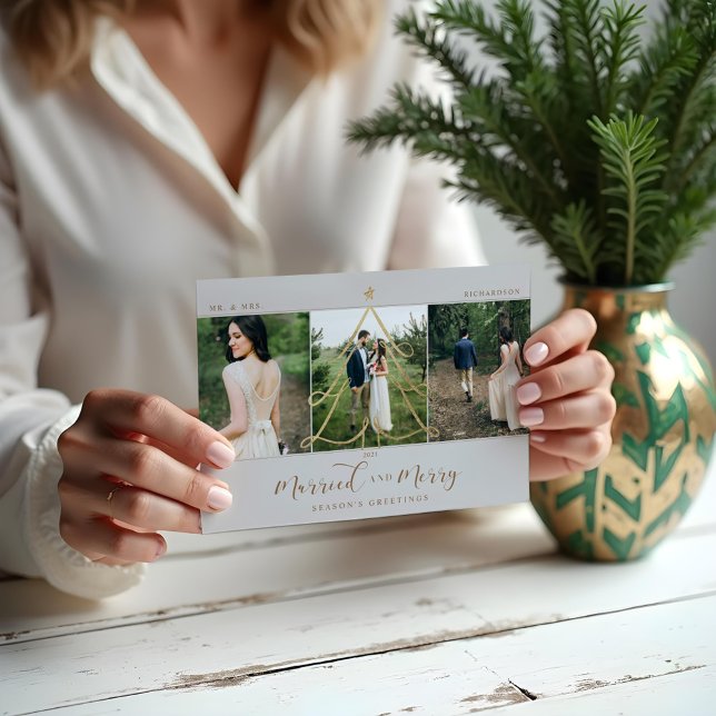Married & Merry Elegant Gold Holiday Tree 3 Photo (Married & Merry Elegant Gold Holiday Tree 3 Photo)