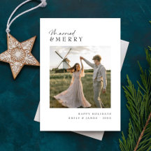Married & Merry Elegant Newlywed Christmas Photo