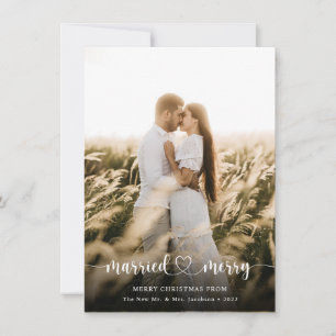 Married & Merry Elegant Script Christmas Card