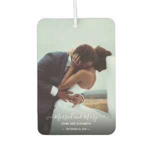 Married Merry First Christmas Newlywed Photo Car Air Freshener