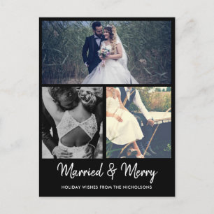 Married & Merry First Married Christmas Photo Holiday Postcard