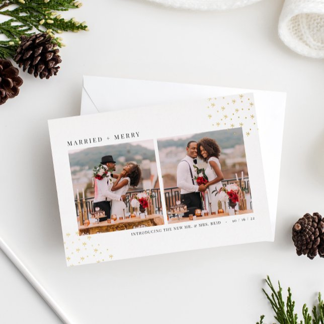 Married & Merry Foil Holiday Wedding Announcement (Creator Uploaded)