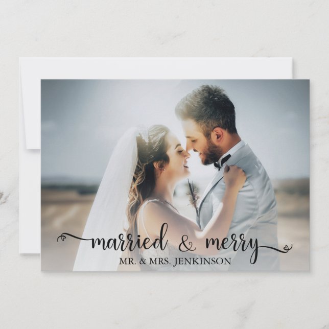Married & Merry  Holiday Card (Front)