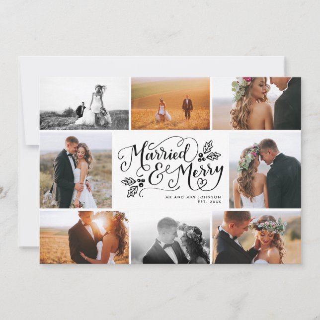 Married & Merry Multi-Photo Collage Holiday (Front)