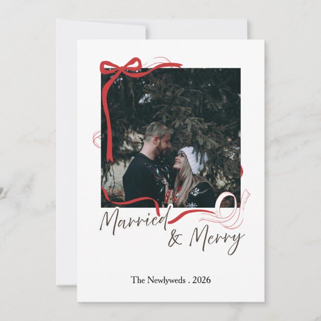 Married & Merry Newlywed First Christmas Card (Front)
