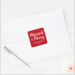 Married & Merry Newlywed Holiday Red Square Square Sticker<br><div class="desc">Married & Merry Newlywed Holiday Red Sticker</div>