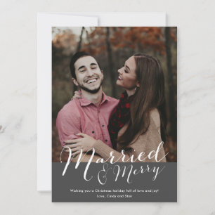 Married & Merry Newlywed Photo Christmas Holiday Card
