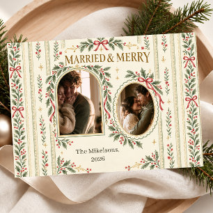 Married & Merry Newlywed Photo Holiday Card