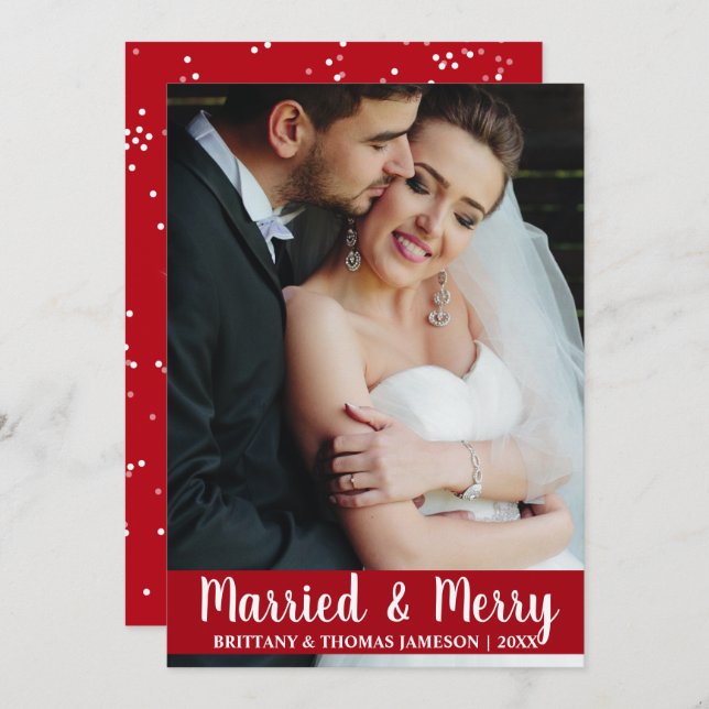 Married & Merry Newlywed Wedding Photo Card R S (Front/Back)