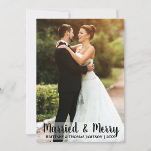 Married & Merry Newlywed Wedding Photo Card W