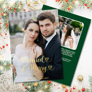 Married Merry Newlyweds 1st Christmas Photo Hearts