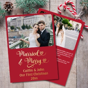 Married Merry Newlyweds First Christmas Custom Red