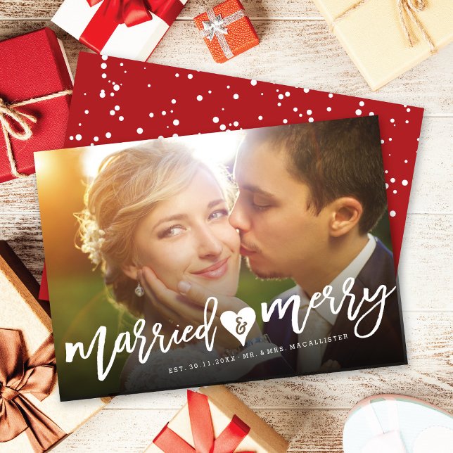 Married & Merry Photo Holiday Wedding Announcement (Creator Uploaded)