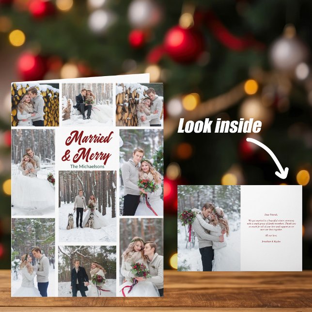 Married & Merry Photo Wedding Announcement Card (Creator Uploaded)