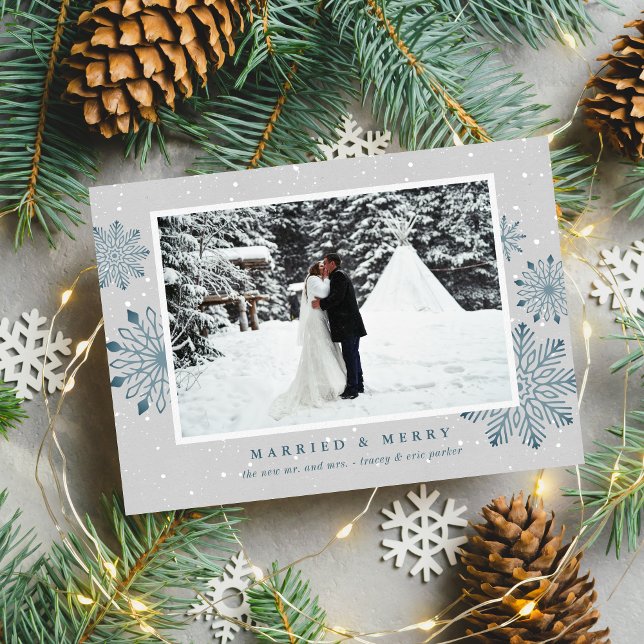 Married & Merry Snow Christmas Holiday Photo (Creator Uploaded)