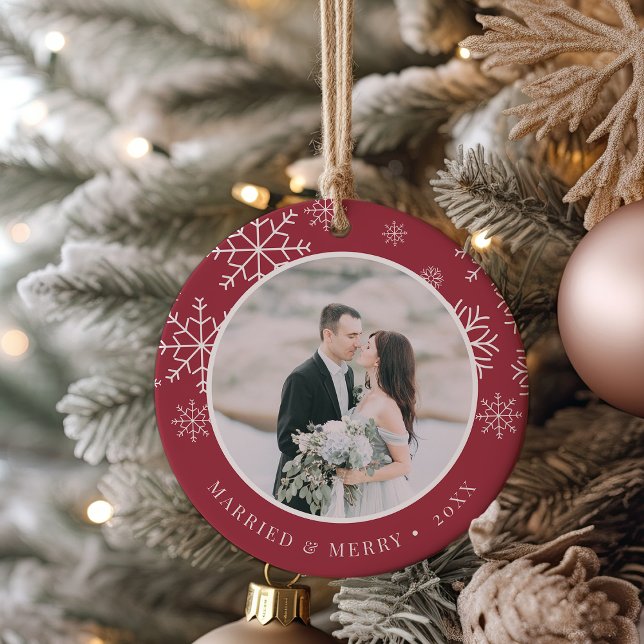 Married & Merry | Wedding Photo Ceramic Tree Decoration (Creator Uploaded)