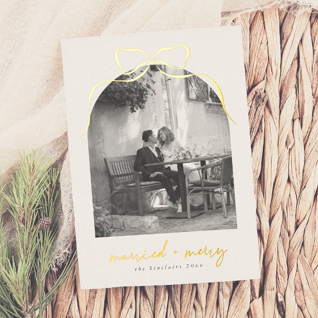 Married & Merry Whimsical Bow Arch Photo Christmas (Creator Uploaded)