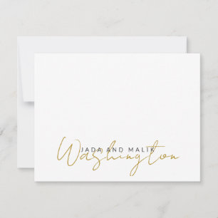 Married Name Wedding Monogram Gold Script On White Card
