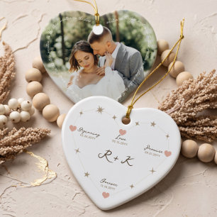 Married Newlywed Wedding Photo Heart Constellation Ceramic Tree Decoration