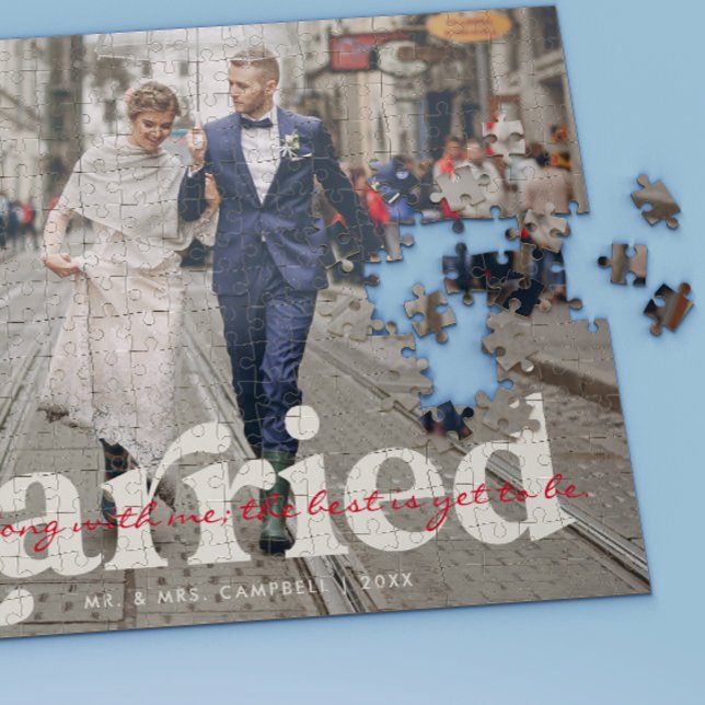 Married | Newlyweds Wedding Photo Personalised Jigsaw Puzzle (Creator Uploaded)