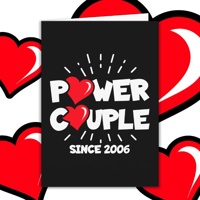 Married Power Couple 2006 Cute Wedding Anniversary Card (Creator Uploaded)