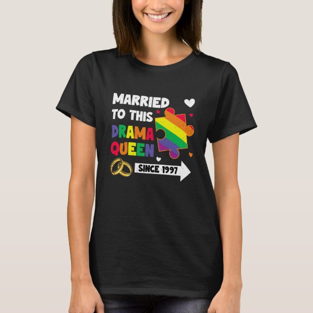 Married Since 1997 LGBT Wedding Lesbian Gay Couple T-Shirt (Front)