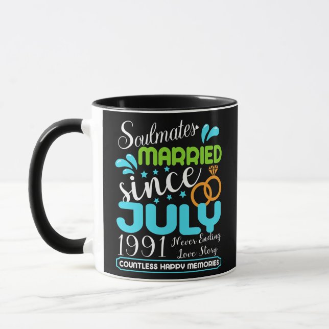 Married Since July 1991 31st Wedding Anniversary  Mug (Left)