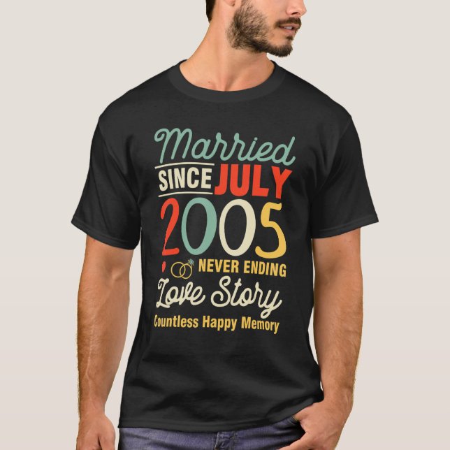 Married Since July 2005 Never End Love Story Count T-Shirt (Front)