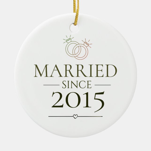Married Since Personalised Year Minimal Couple  Ceramic Tree Decoration (Front)