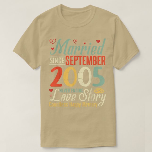 Married Since September 2005 Never Ending Love Sto T-Shirt (Design Front)