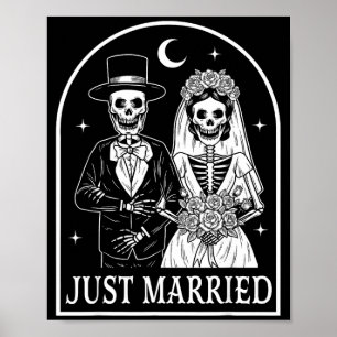 Married skeleton couples groom bride gothic poster