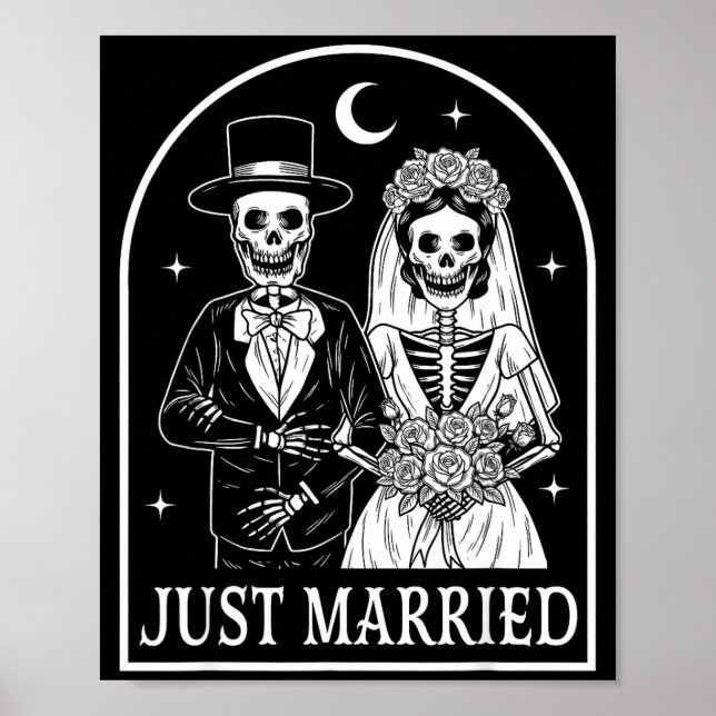 Married skeleton couples groom bride gothic poster (Front)