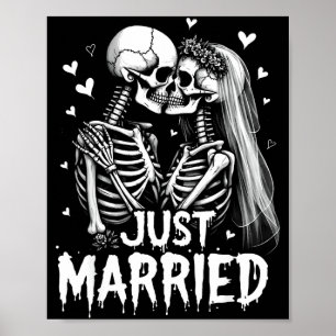 Married Skeletons Bride and Groom Halloween Party Poster