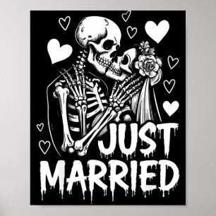 Married Skeletons Gothic Wedding Halloween Party Poster