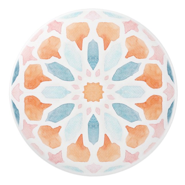 Marrocan tile in orange Ceramic Knob (Front)