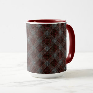 Marrom cross tartan plaid with slight grey relief mug