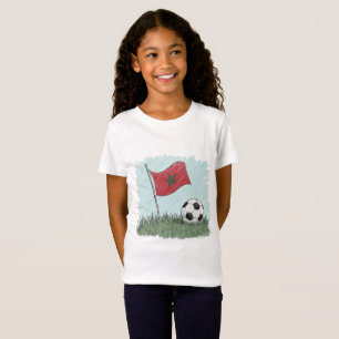 Marruecos flag and crayon-style soccer ball T-Shirt