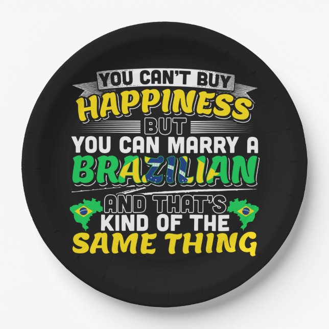 Marry a Brazilian - Brazil Happiness Paper Plate (Front)