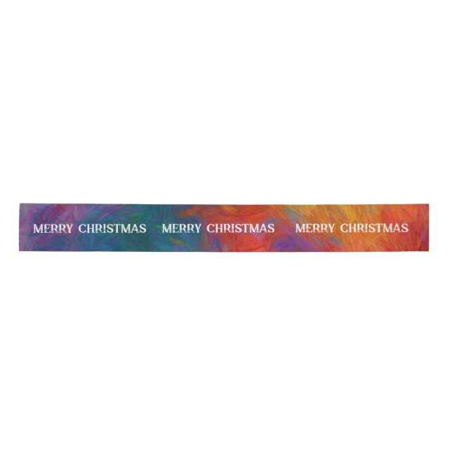 Marry Christmas colourful abstract paint design  Satin Ribbon (Front)