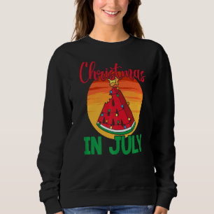 Marry Christmas In July  Watermelon Christmas Tree Sweatshirt