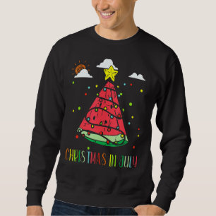 Marry Christmas In July  Watermelon Christmas Tree Sweatshirt