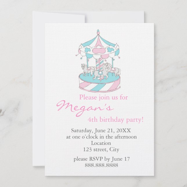 Marry-go-round - Child  Birthday Invitation (Front)