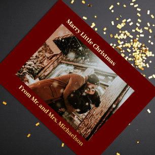 Marry Little Christmas Red Foil Holiday Postcard