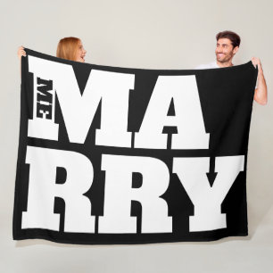 'Marry Me' Black And White Bold Wedding Proposal Fleece Blanket