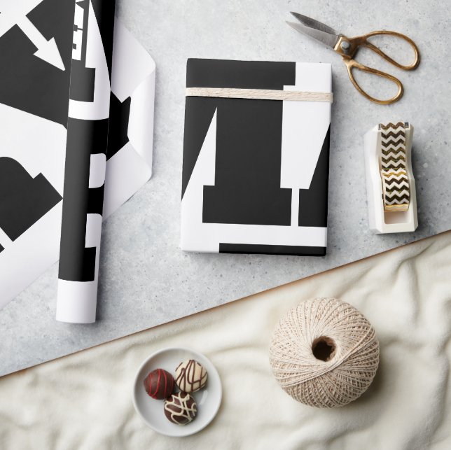 'Marry Me' Black And White Bold Wedding Proposal  Wrapping Paper (Crafts)
