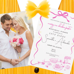 Marry Me Chicken Pasta Pink Wedding Rehearsal Invitation